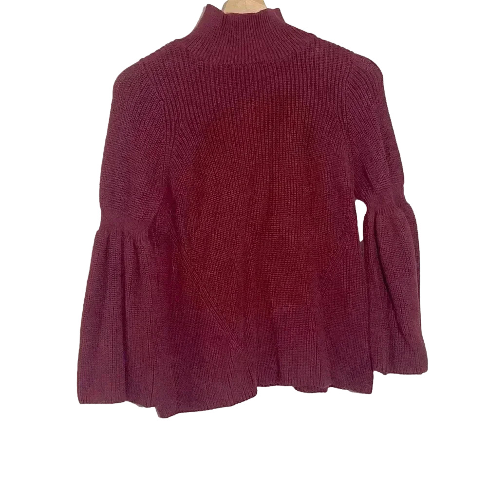 525 America 100% cotton maroon women’s turtleneck bell long sleeve pullover tops
